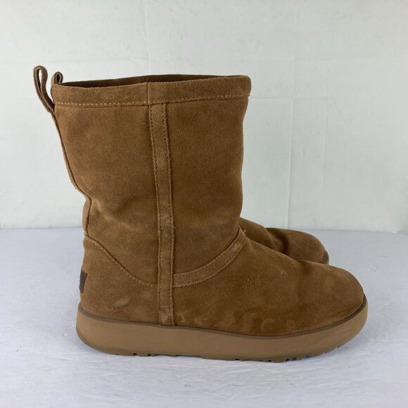 UGG Womens Sz 10 Brown Suede Mid Calf Arctic Grip Winter Vibram Sole Boots - Picture 4 of 9